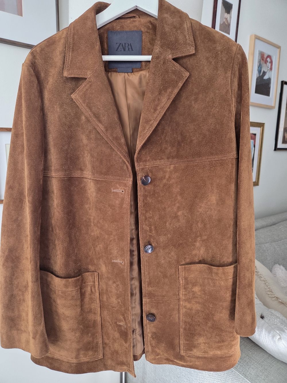 ZARA Women Suede Brown Jacket Coat